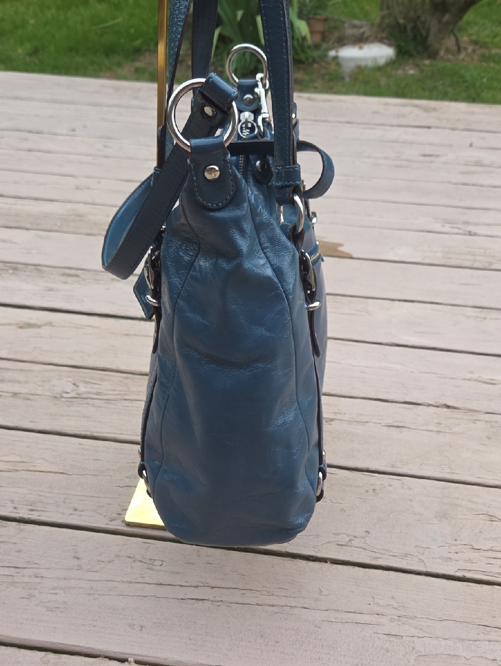 Coach Alexandria 15273 2010 Blue Patent Leather Crossbody $359 Retail. GUC - Picture 5 of 16